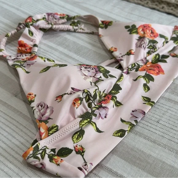 Aerie Light Pink Floral Bikini Top. NWT. - Picture 3 of 10